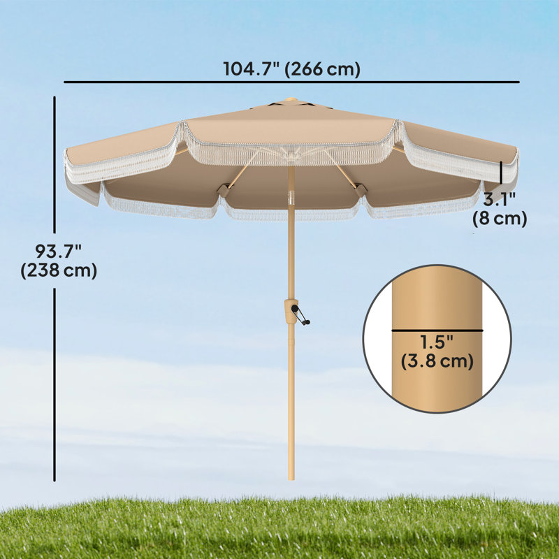 9 ft Patio Umbrella with Tilt, Crank, Outdoor Umbrella, Khaki