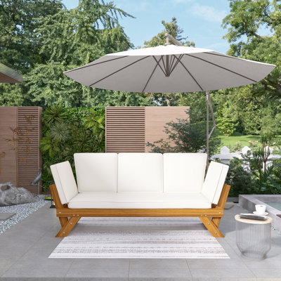 Outdoor Adjustable Patio Wooden Daybed Sofa,Chaise Lounge,Expandable And Multifunctional Daybed,With Premium Hardwood Frame,Water-Resistant And UV-Resistant Cushions,Easy To Install