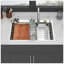 Évier de cuisine à cascade 33 po 33 po - éviers de cuisine à rebord à cuve simple en acier inoxydable de calibre 16 avec robinet coulissant et tasse
