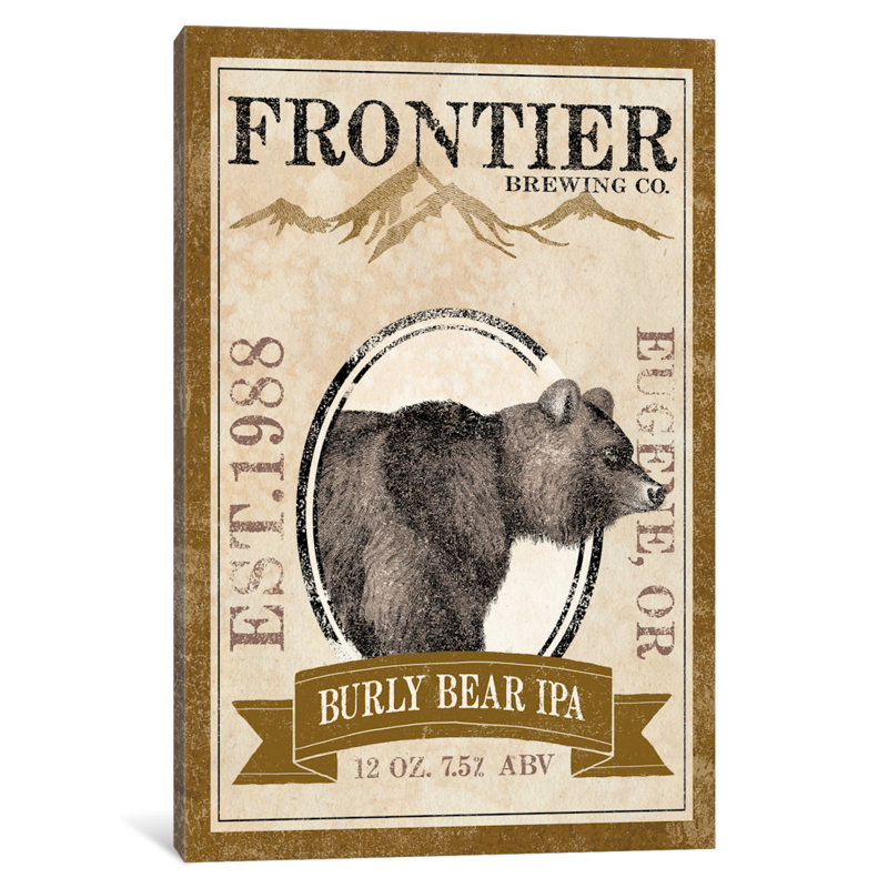 « iv (robuste bears », affiche rétro sur toile Frontier Brewing Co., H 26 po x l 18 po x P 1,5 po, Toile tendue, Pas de tapis