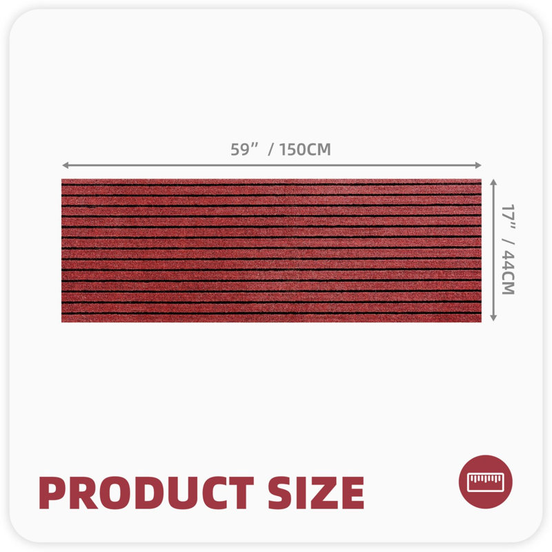 Tapis de cuisine Danyielle, Tapis de couloir 1 pi 5 po x 4 pi 11 po, Rouge
