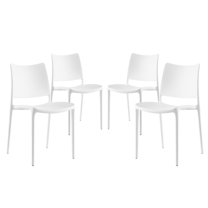 White Stackable Plastic Side Chair Set of 4
