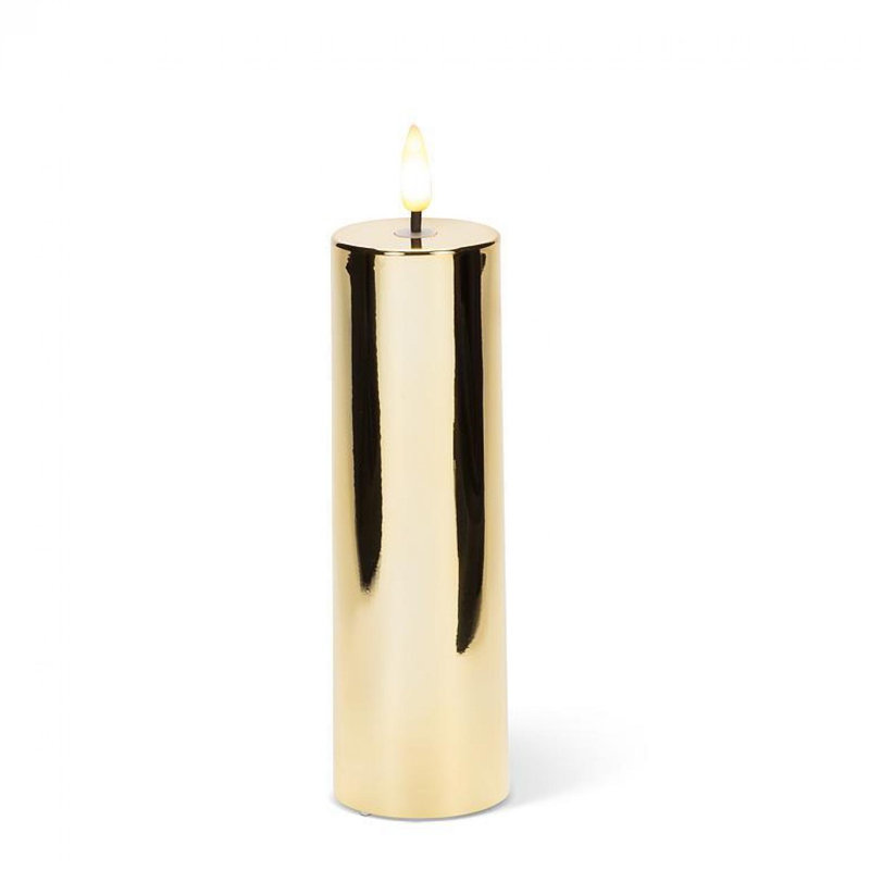Bougie pilier à DEL sans flamme, Or, H 6 po x l 2 po x P 2 po