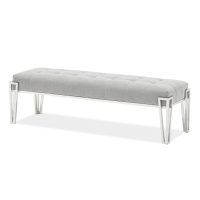 Banc d'appoint en velours rose - gris
