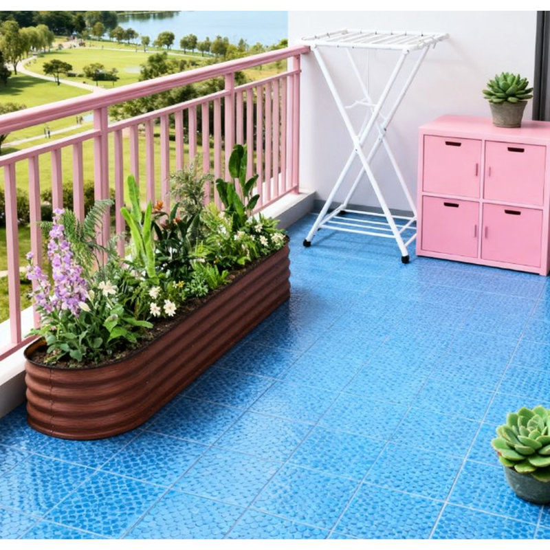 Pot de fleurs en métal avec bordure de sécurité, Marron foncé