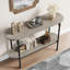 Table d'entrée, console longue de 43,3 po avec rangement, console en bois à 2 niveaux