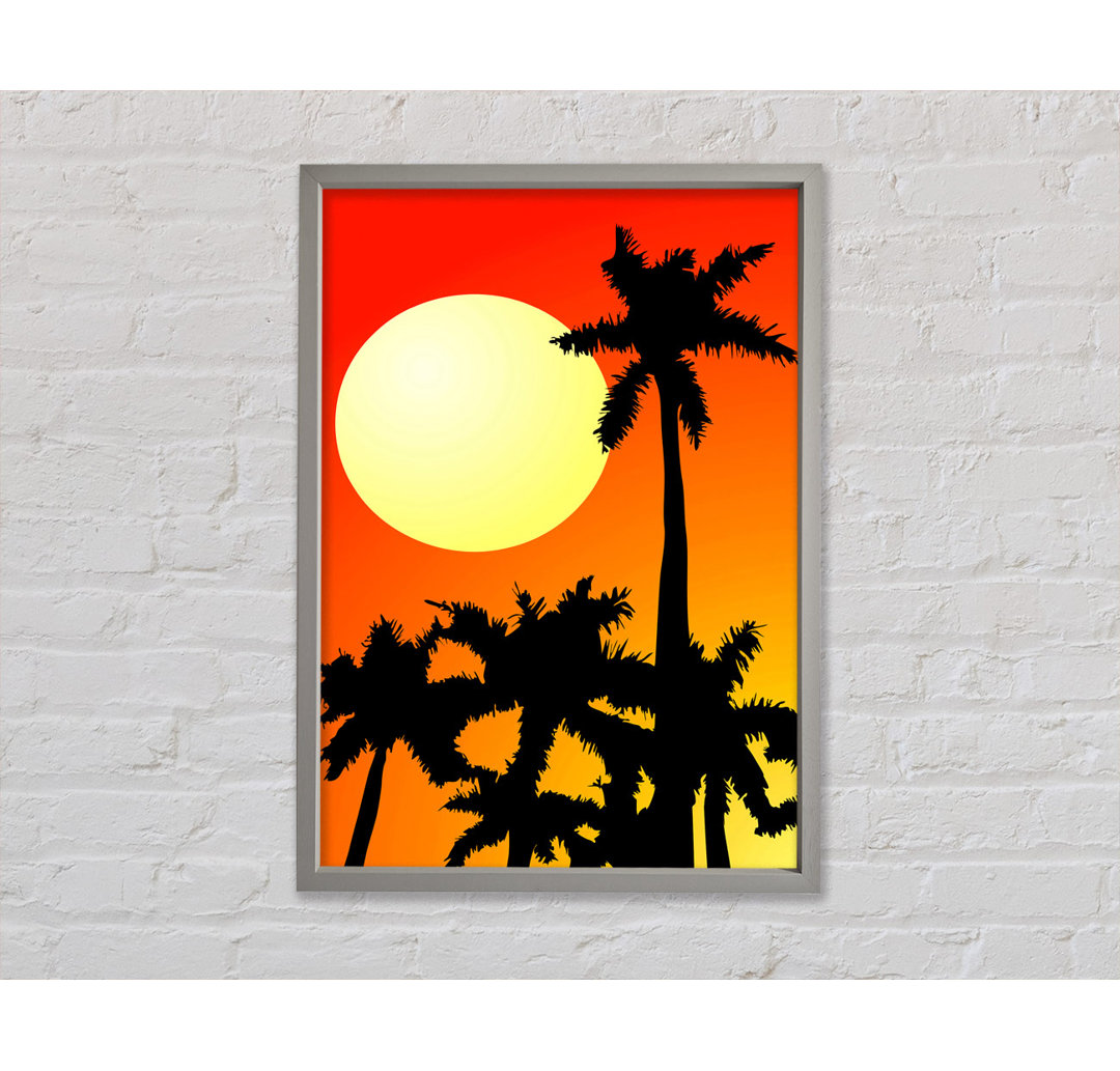 Palm Tree Sun - Einzelner Bilderrahmen Kunstdrucke auf Leinwand