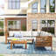 Ensemble de 5 canapés d'extérieur de style japonais avec structure en bois d'acacia et coussins résistants aux intempéries