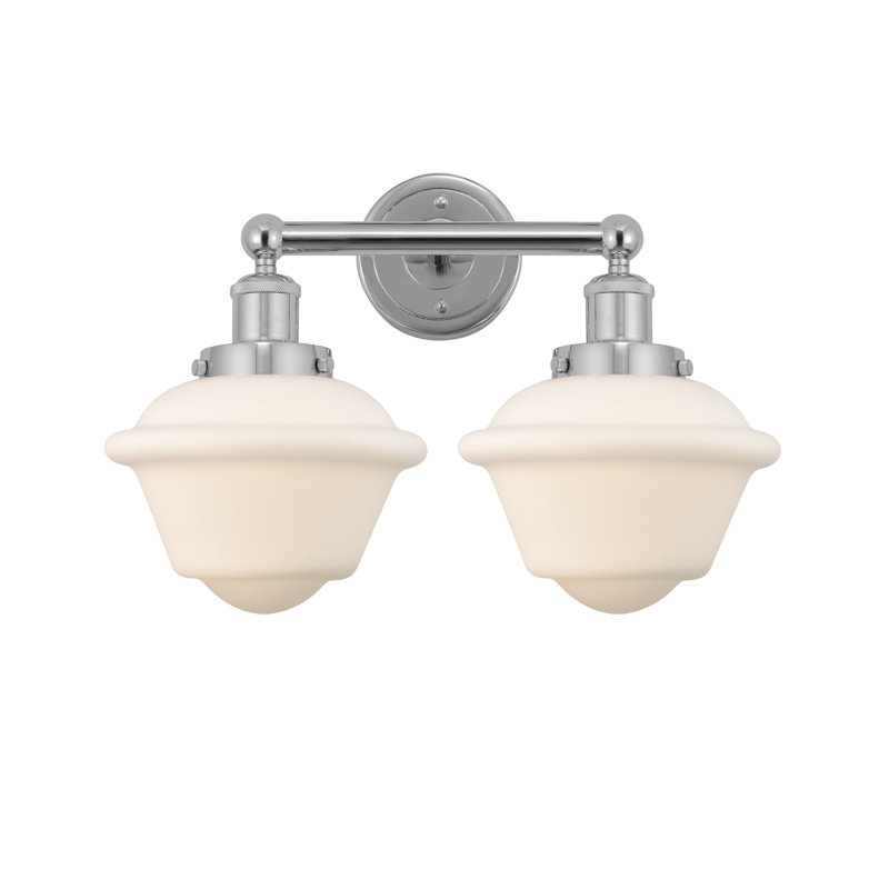 Éclairage pour meuble-lavabo à 2 lumières à intensité variable Grourke, Blanc mat, Chrome poli