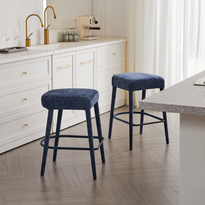 Tabourets de bar confortables, tissu bleu clair, style moderne pour la cuisine et la salle à manger