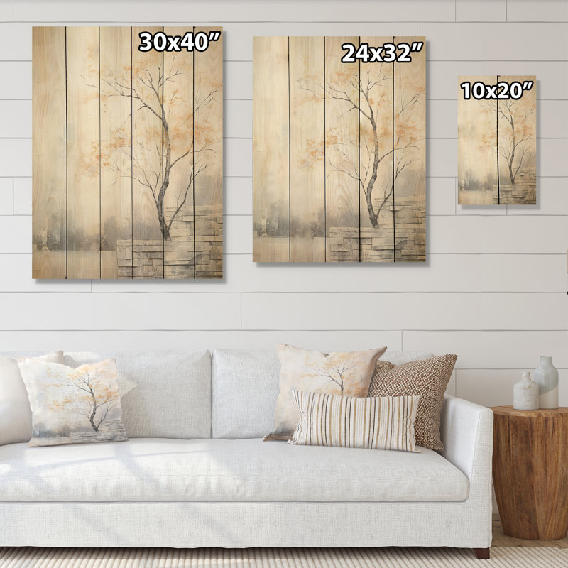 Minimalisme, rivière calme, forêt I - forêt de rivière, art sur bois de pin naturel, H 20 po x l 10 po