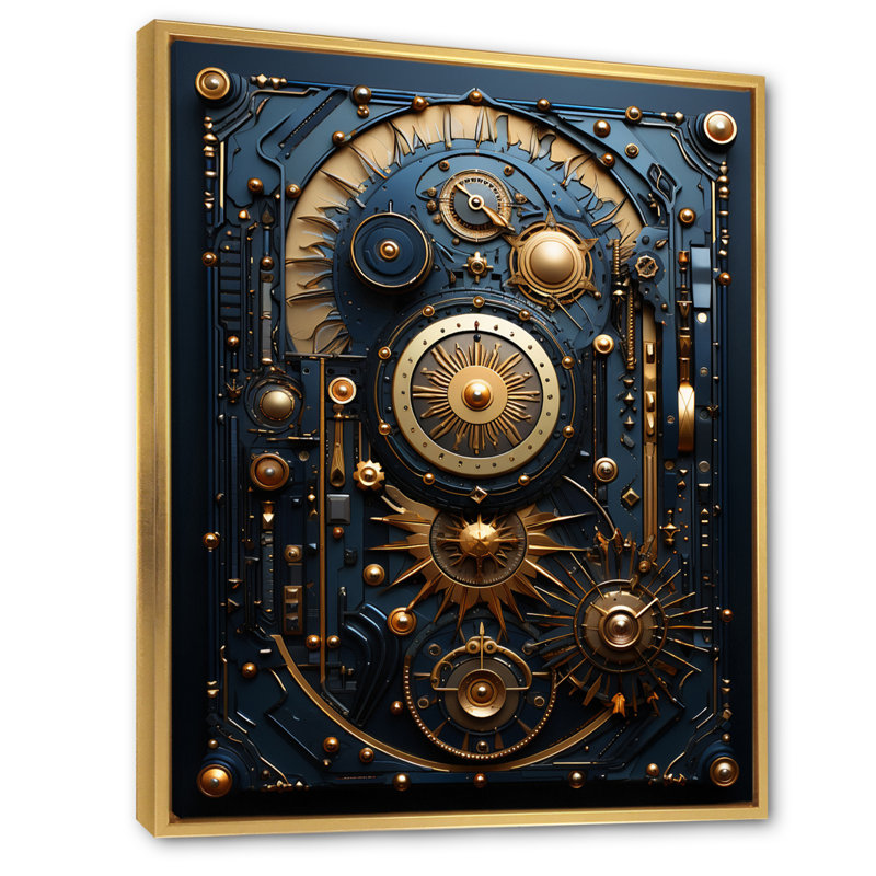 «Esoteric Knowing In Teal and Gold» sur impression sur toile, Cadre doré à une seule photo, H 44 po x l 34 po x P 1,5 po