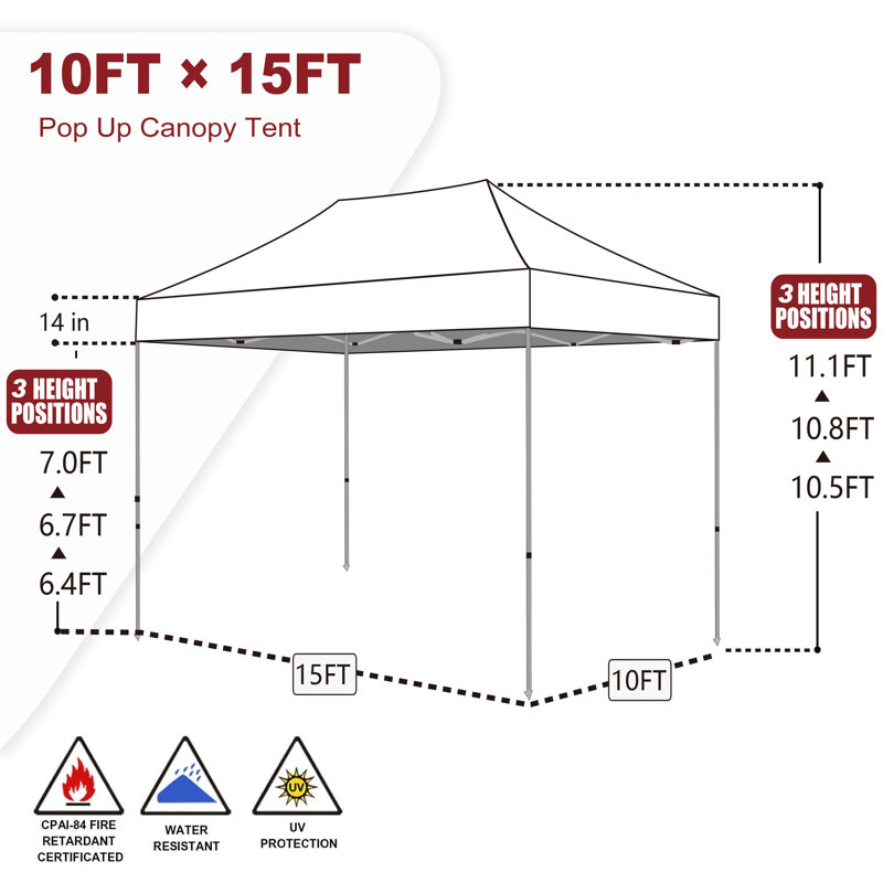 Amaziyah 96'' W x 96'' D Steel Pop-Up Canopy, Orange, 10ft x 15ft