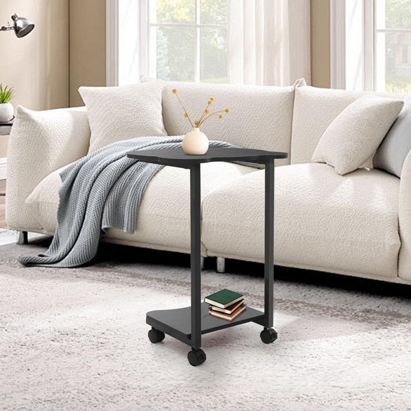 Table de bout en C avec roulettes (11,81 x 9,84 x 23,62 po), Noir