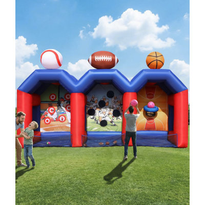 Jeu de lancer de cible de football gonflable géant de 11 pi, jeu de carnaval gonflable, installation facile pour une fête intérieure et extérieure et un usage commercial, idéal pour la cour arrière, le hayon, les fêtes d'anniversaire