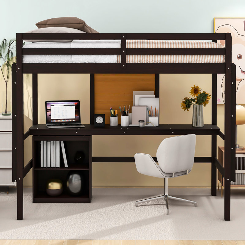 Lit mezzanine avec bureau et Fascinate, Lit simple, Espresso