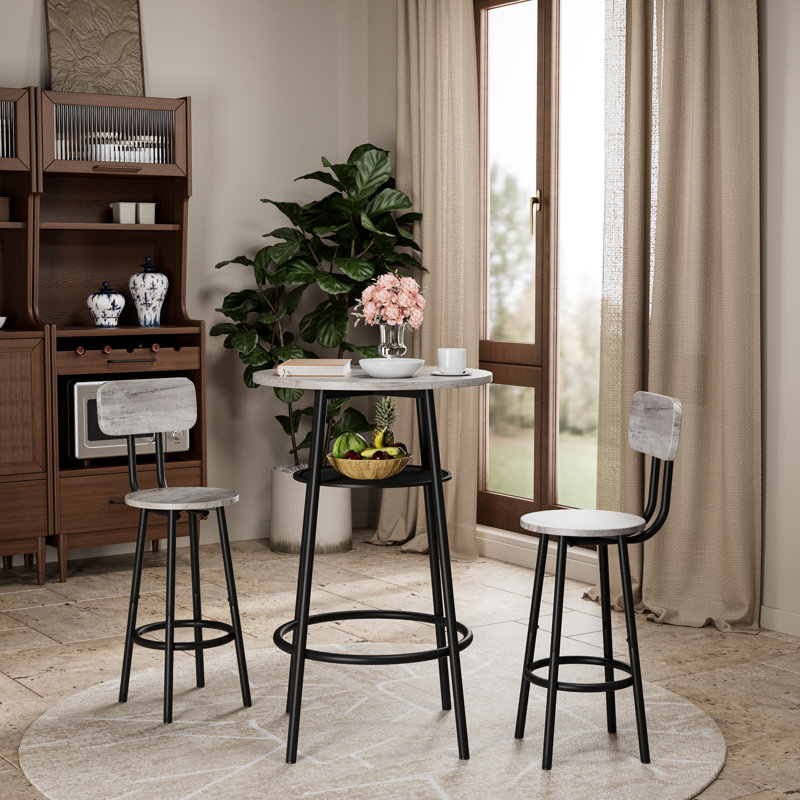 Ensemble de table de bar 3 pièces avec tabourets de dossier, petite table de salle à manger et de petit-déjeuner pour 2, meubles de cuisine et de salle à manger | Idée de cadeau