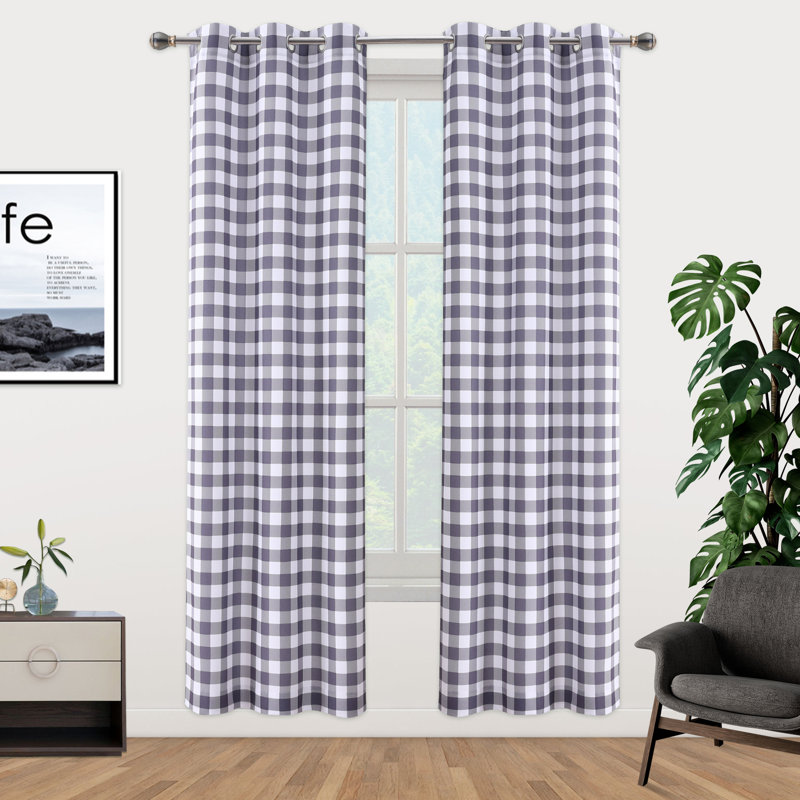 Rideau en polyester Tyrome, Gris / blanc, L 52 po x L 84 po
