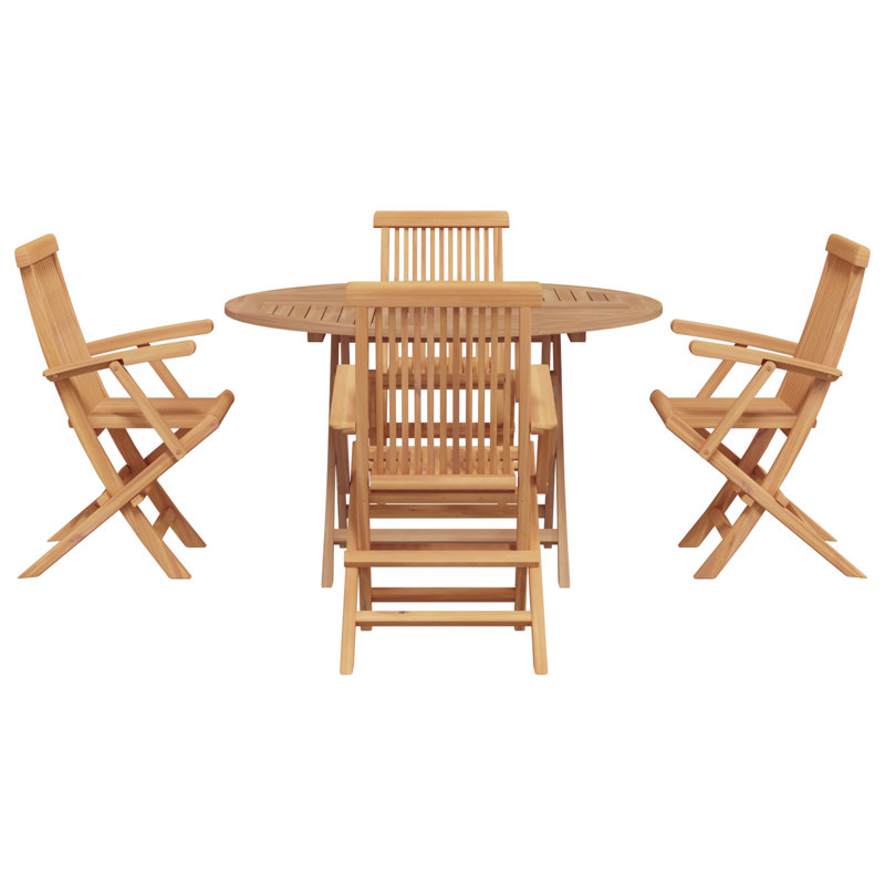 4 - Person Wood Patio Dining Set with Round Table