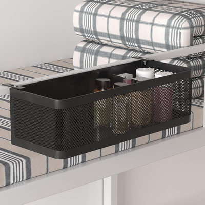 Black Bunk Bed Bedside Caddy Shelf, 13.78"L×5.12"W×3.94"H, Large‑Capacity Easy‑Install Organizer for Dorm Bed, Cubicle Walls & Crib Rails, College Dorm Essentials