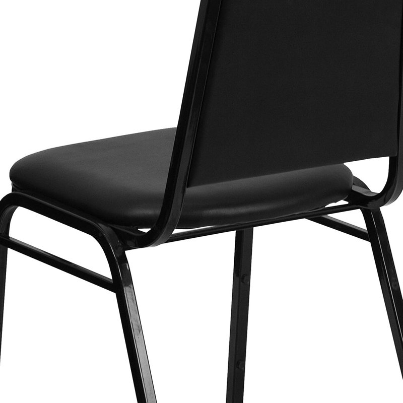 Trapezoidal Back Banquet Chair, Black Vinyl/Black ...