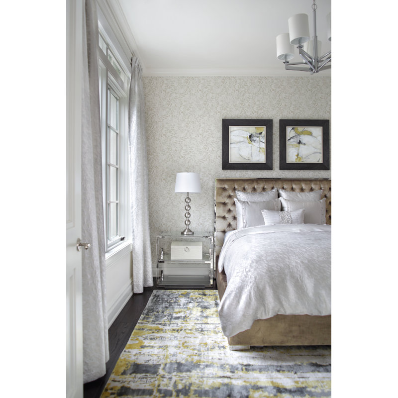 Filton Upholstered Metal Bed, Queen, Navy