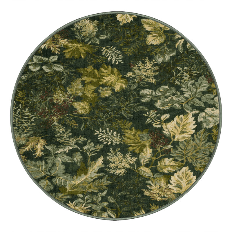 Machine Washable Nature Green Area Rug, Rectangle 6' x 9'