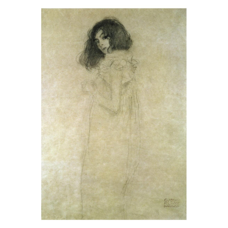 Portrait d'une jeune femme par Gustav Klimt - Estampe numérique, H 28 po x l 22 po