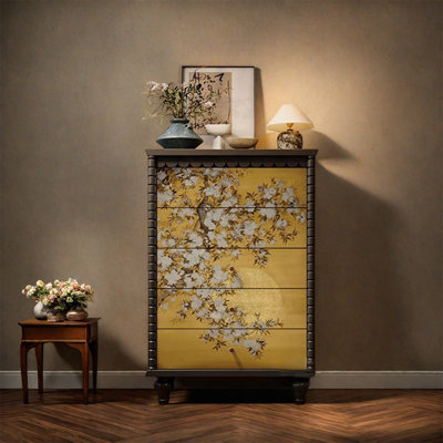 Wood Frame Five Drawer Storage Cabinet