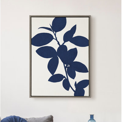 «Blue Botanical», reproduction d'art sur toile encadrée