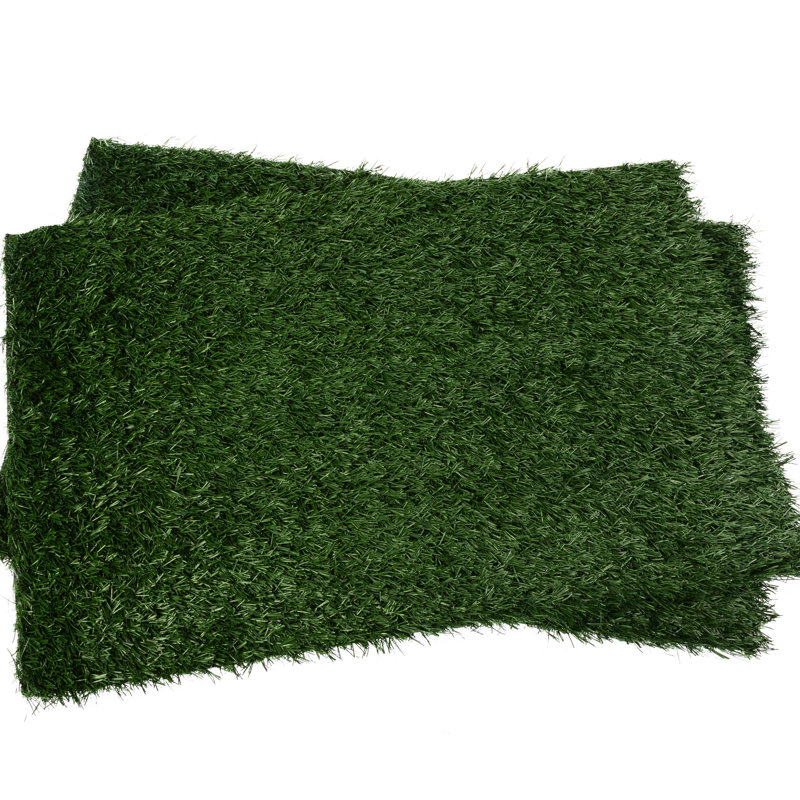 Ensemble de deux tapis d'urine pour animaux de compagnie en pelouse artificielle réaliste pour un entretien intérieur optimal dans les appartements et les patios avec capacité multi-sites Facile à utiliser sans assemblage