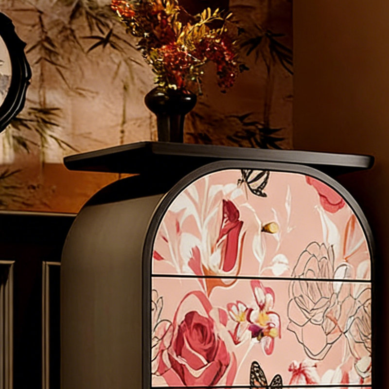 Commode 4 tiroirs Pink Butterfly, Noir
