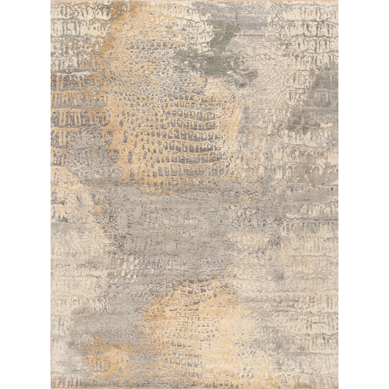 Panache Hand Knotted Area Rug, Rectangle 9' x 12', Yellow