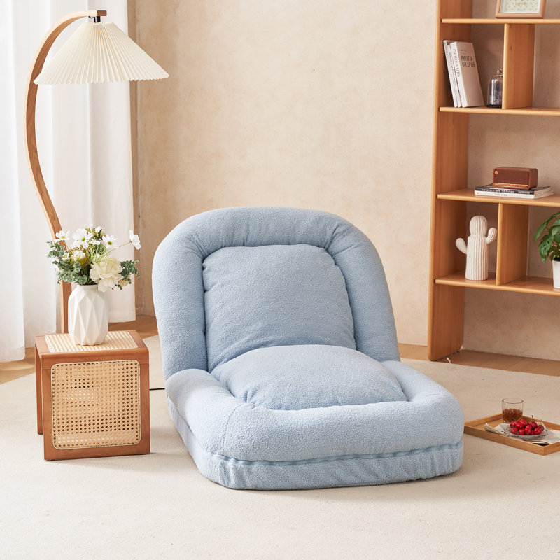 Fauteuil inclinable rembourré en tissu avec dossier réglable Teddy, Ourson bleu