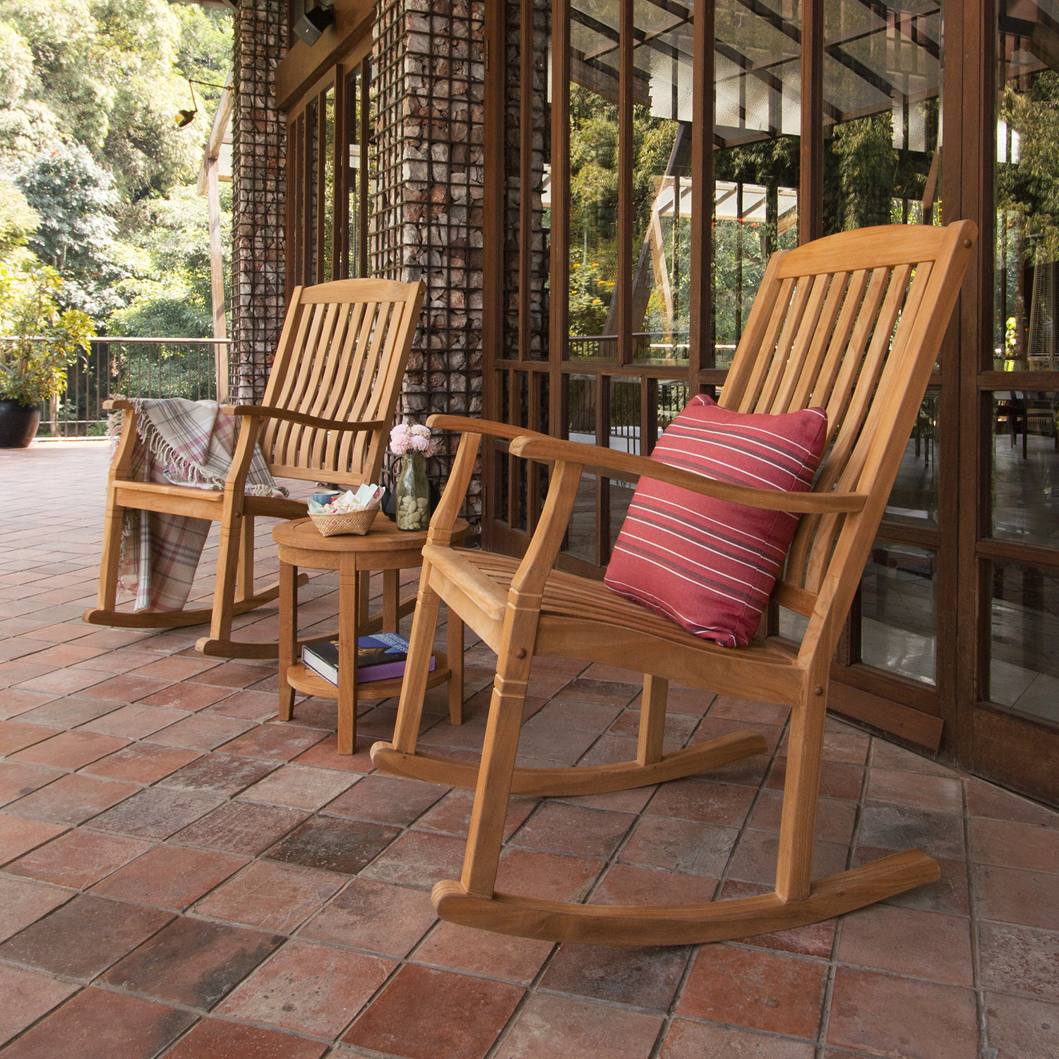 Adina Teak Patio Rocking Chair, Natural
