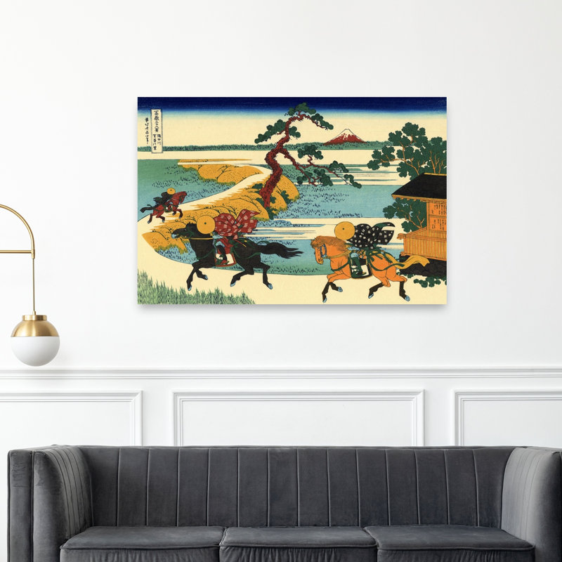 «Barrier Town» sur la rivière Sumida, impression d'art abstrait paysage cheval rétro, H 40 po x l 60 po