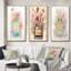 Ensemble d'art mural rétro à parfum floral, ensemble de 3 pièces - Bouteille de parfum pastel à motif floral rétro-516963323-516963325