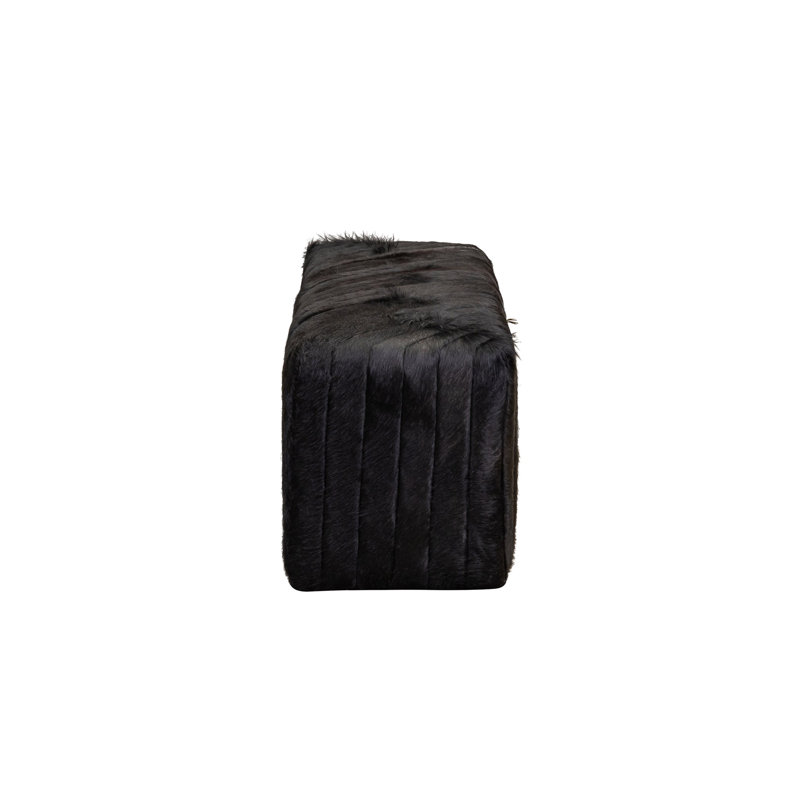 Bryant Upholstered Hair On Hide Bench, Solid Black