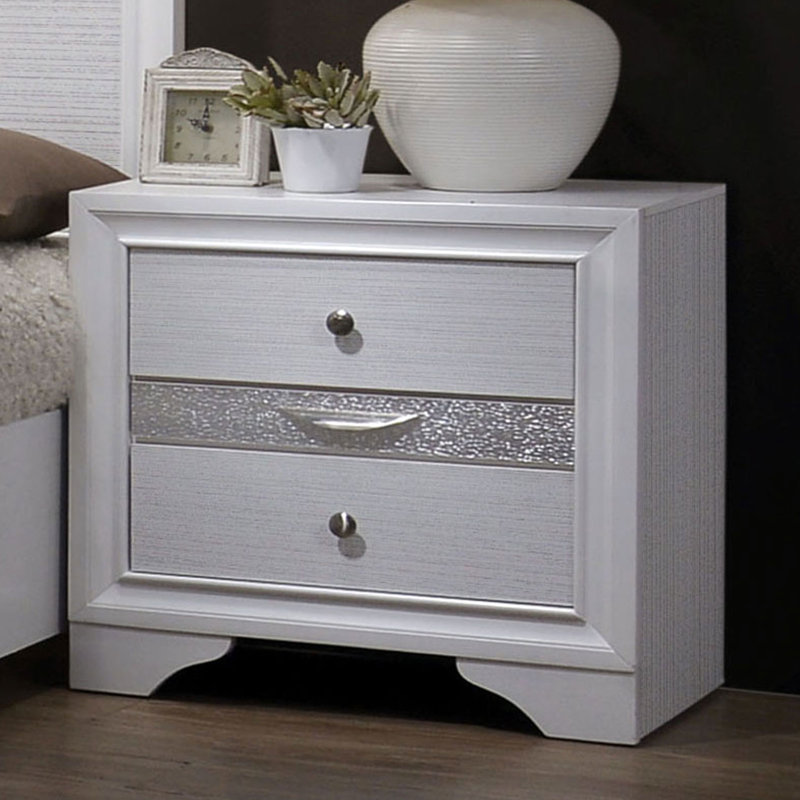 Table de chevet blanche 3 avec compartiment à bijoux caché - Style contemporain pour une utilisation moderne dans la chambre à coucher