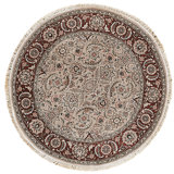Hand Knotted Wool Area Rug in Beige And Wine