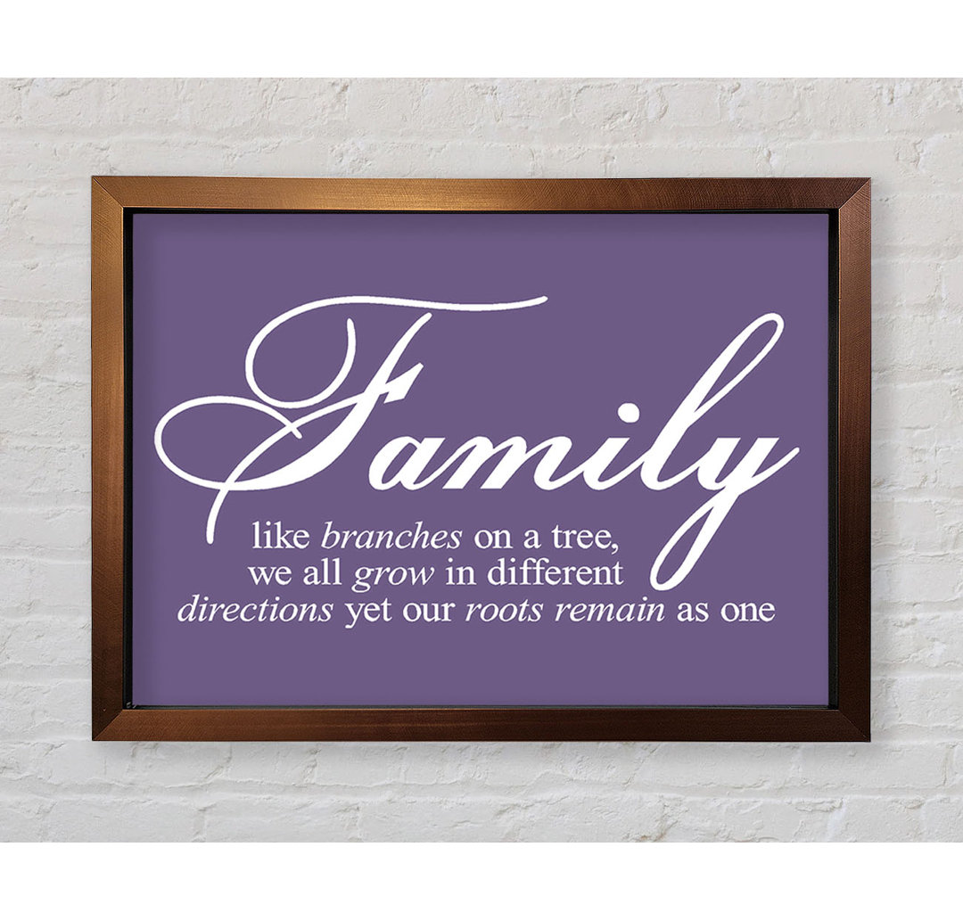 Millersport Family Quote Family We All Grow In Different Directions Lime Green Framed Print Wall Art