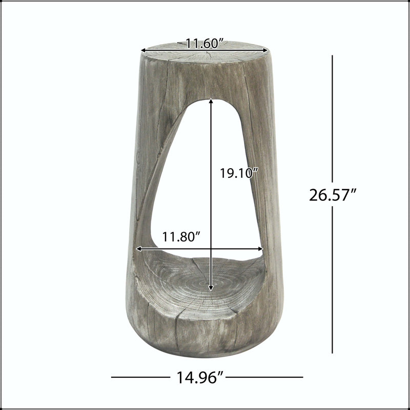 Table de bout MGO avec design creux - gris, texture semblable au bois, sans assemblage, Gray