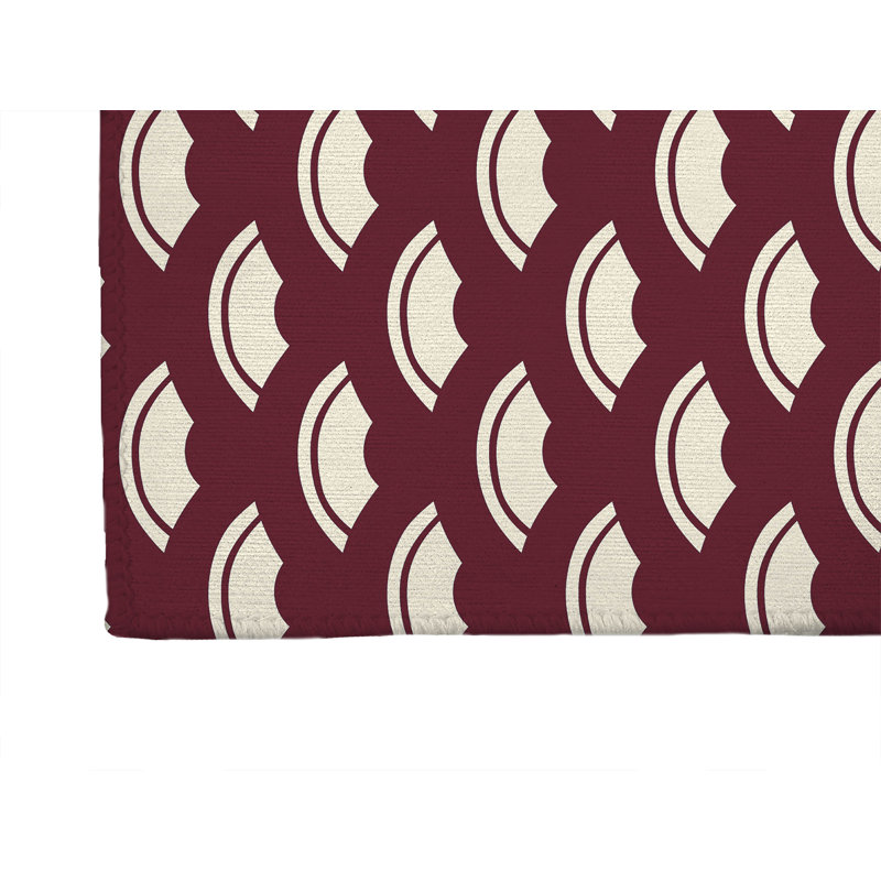 Tapis d'entrée intérieur ultra mince, léger et antidérapant à motif de vagues de l'océan japonais, Vin, L 48 po x L 72 po