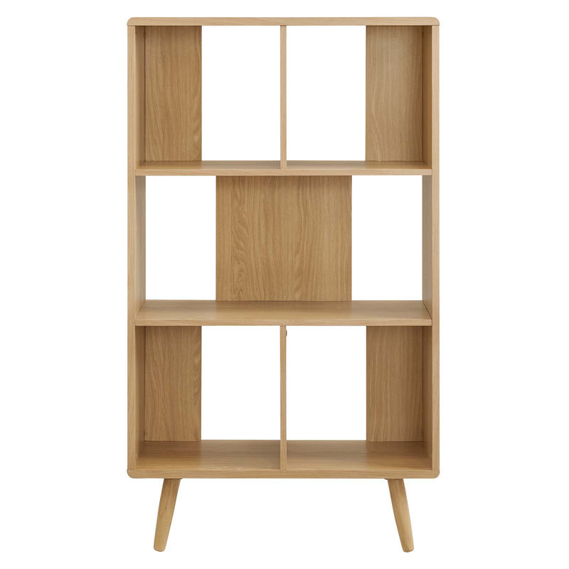 Modway Transmit 5 Shelf Wood Grain Bookcase, Oak