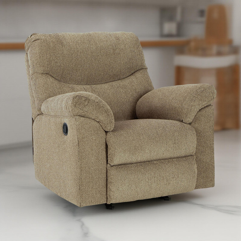 Fauteuil inclinable et berçant Tul, rembourrage en mousse de polyester, polyester, Brun bruyère