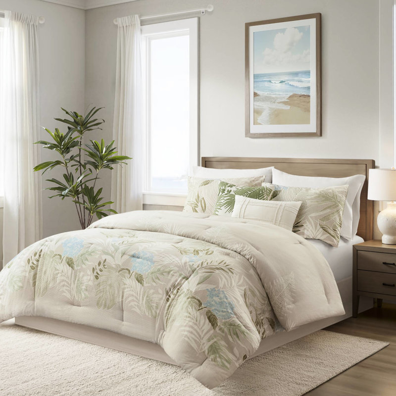 Édredon grand 6 pièces avec coussins décoratifs tissés en coton de style côtier lavable à la machine