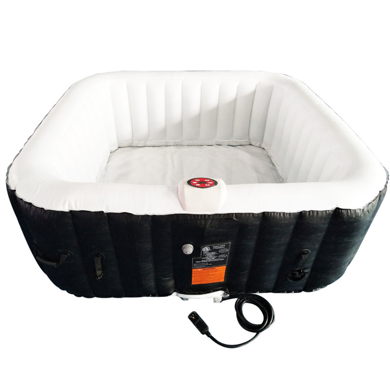 ALEKO 4-Person Black and White Inflatable Square Hot Tub