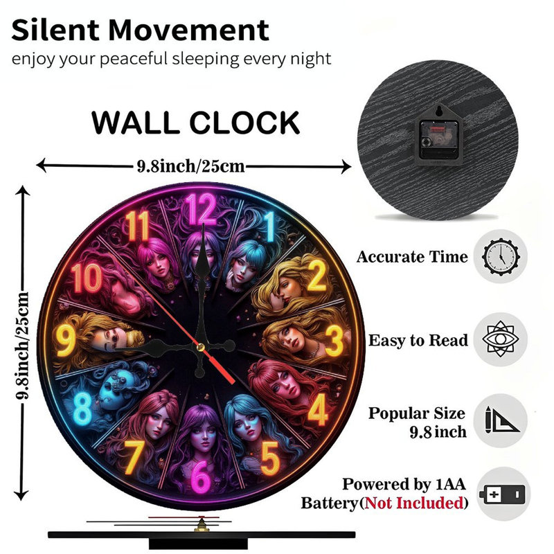 Horloge murale colorée avec un design et un style uniques