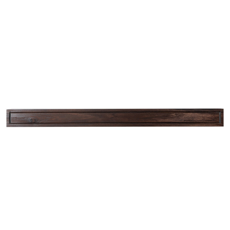 Tablette de manteau de cheminée en bois Lotta - Conception transitionnelle simple avec cadre photo rainuré, Teinture chocolat