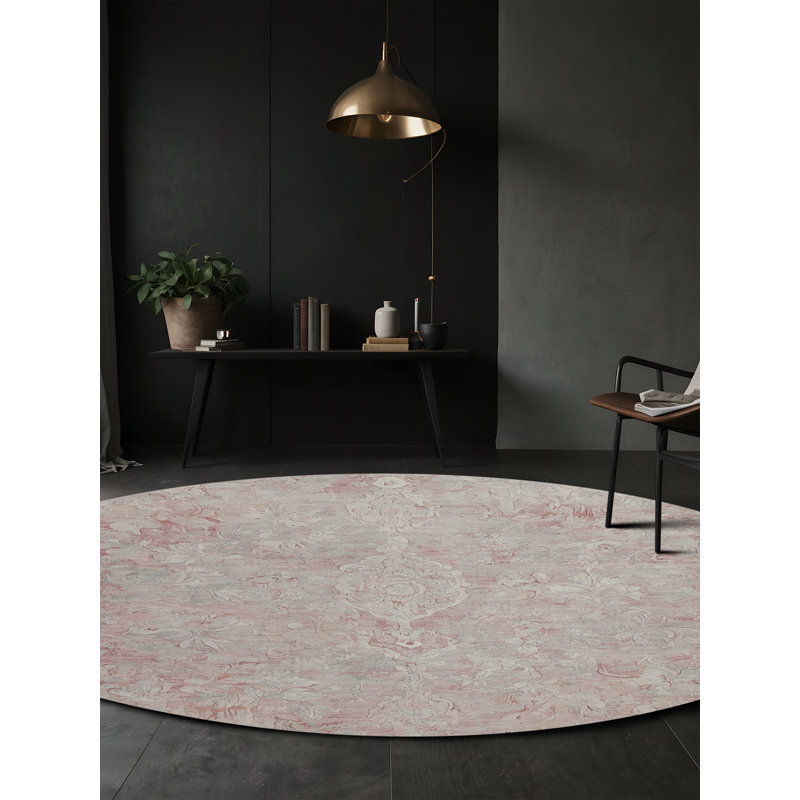 Tapis gris lavable à la machine, Rond 5 pi